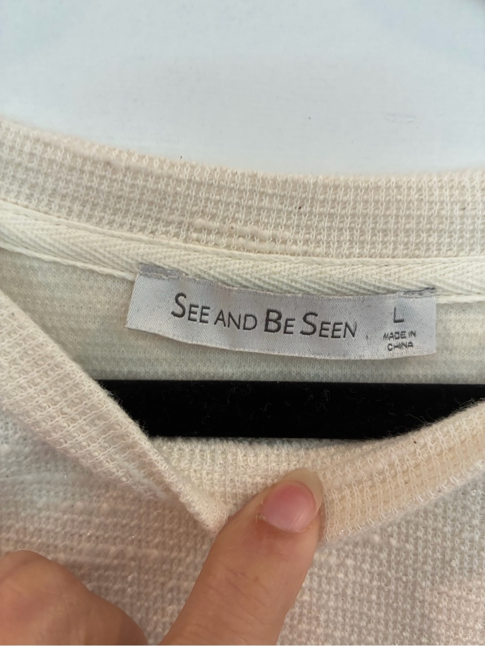 SEE AND BE SEEN - Cream textured Two-Piece Set - Relaxed Top & Drawstring pants - Picture 5 of 6